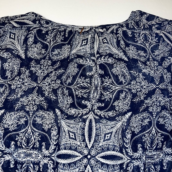 MISA Los Angeles Maya Bell Sleeve Peasant Top Blue/White Sz M - Picture 13 of 14